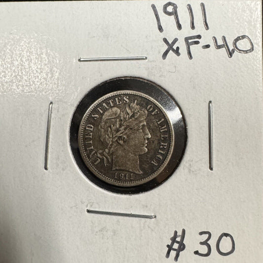 1911 Barber Dime - Extra Fine