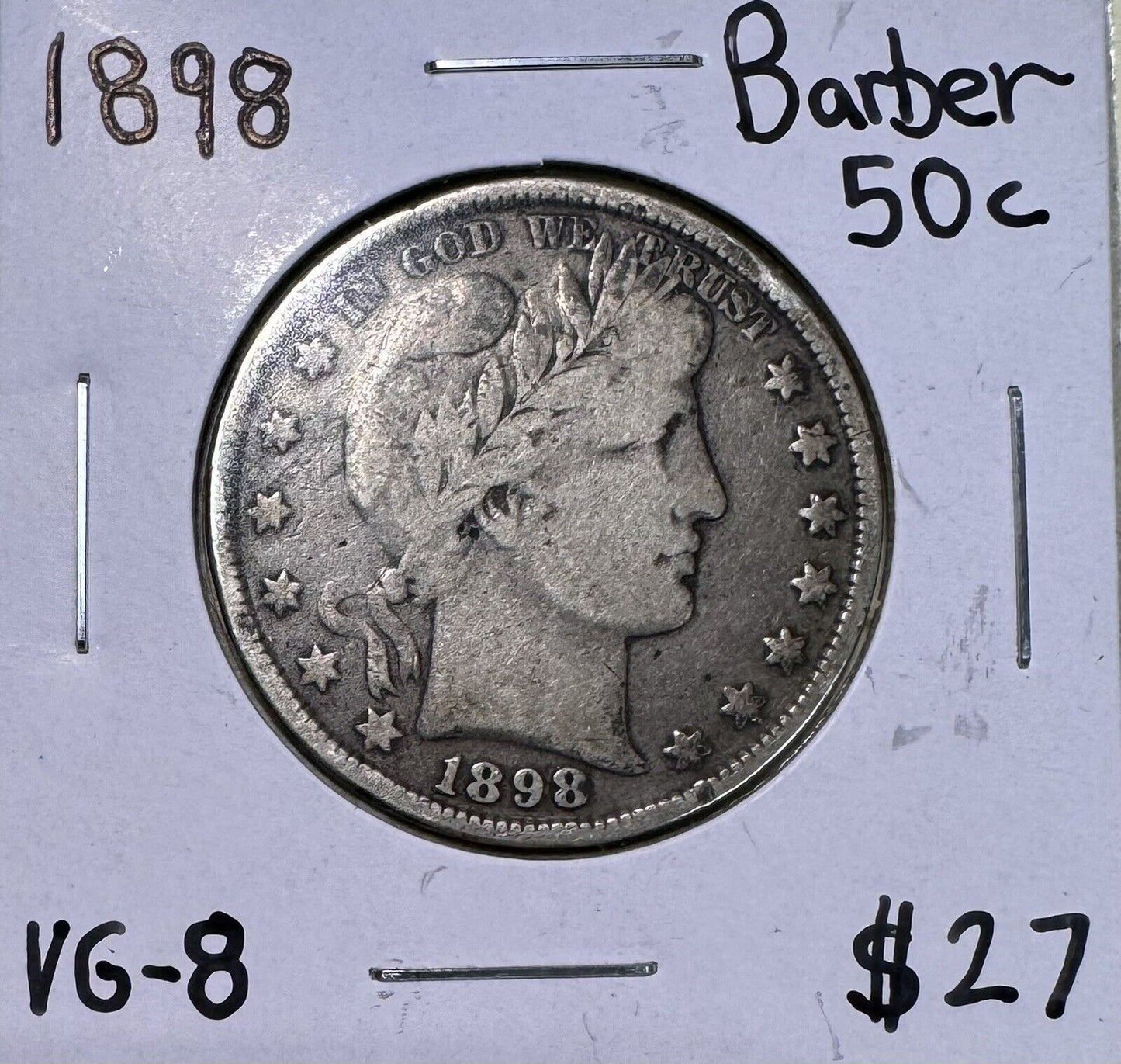 1898 Barber Half Dollar - Very Good ( 301032 )