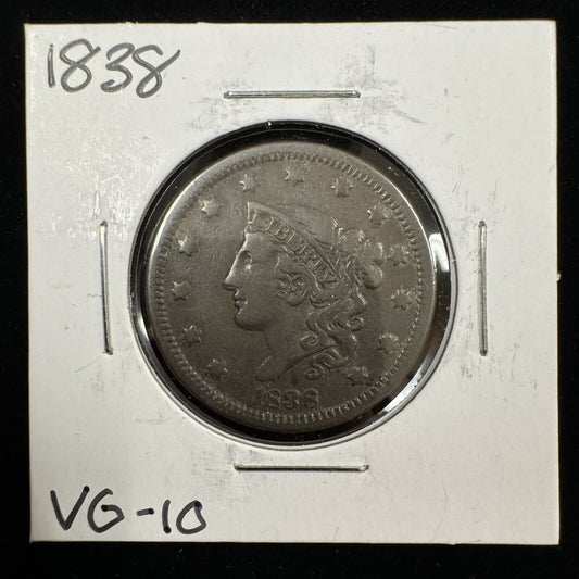 1838 Large Cent - Very Good