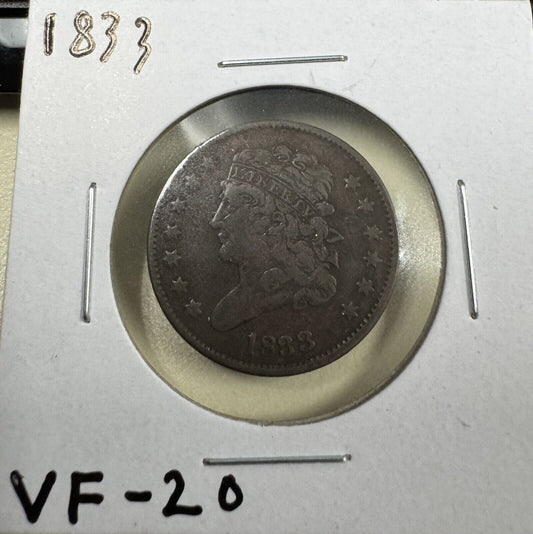 1833 Half Cent - Very Fine ( 300899 )