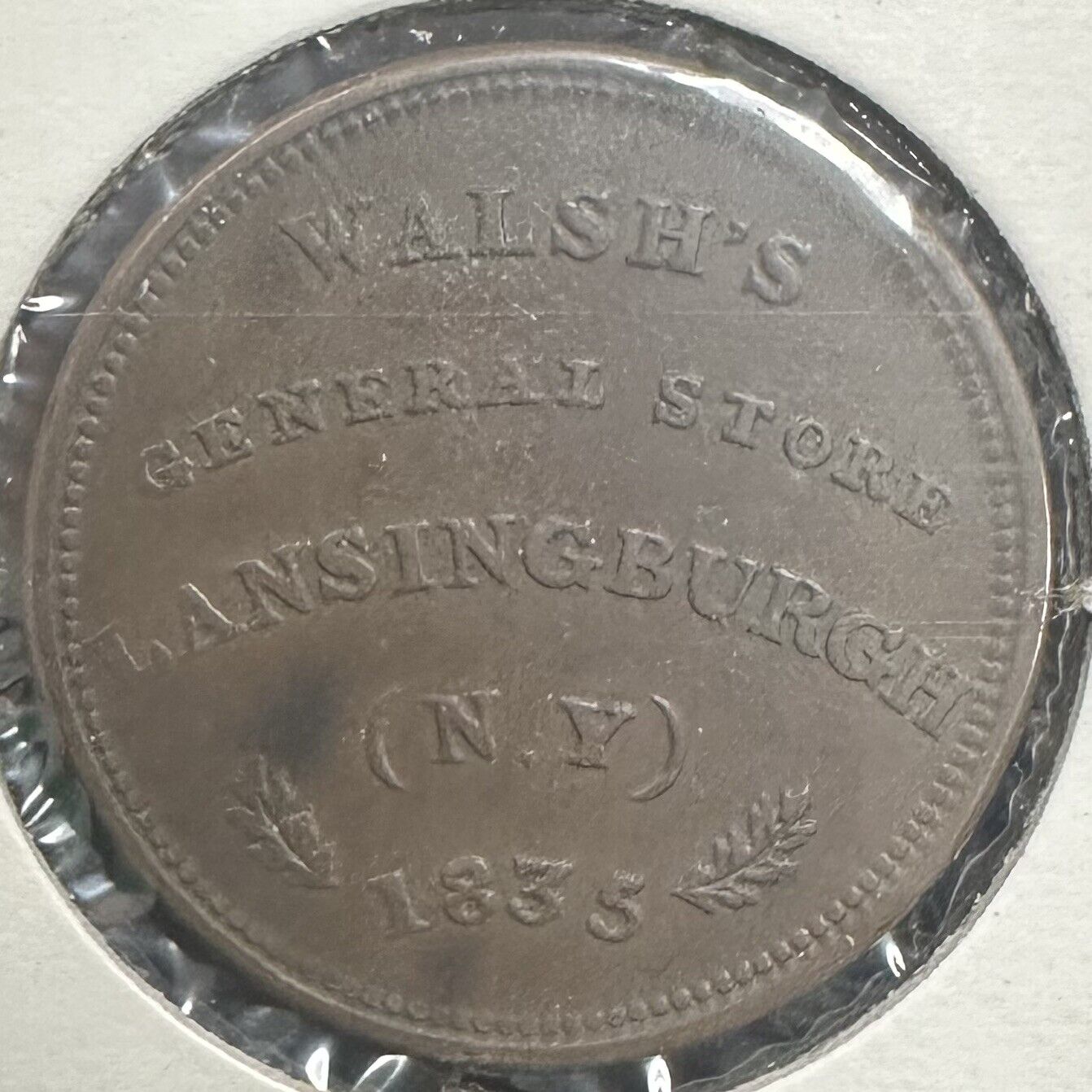 1835 Walsh’s General Store Hard Times Token L-99 Very Fine