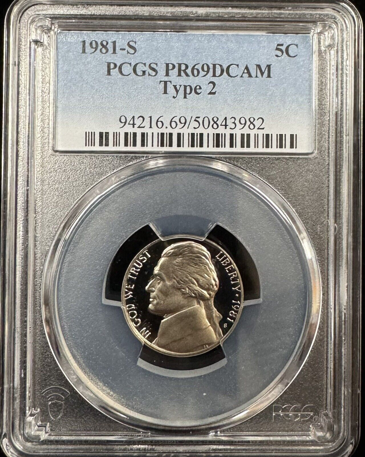 1981 S Jefferson Nickel PCGS - PR69 DCAM Type 2 