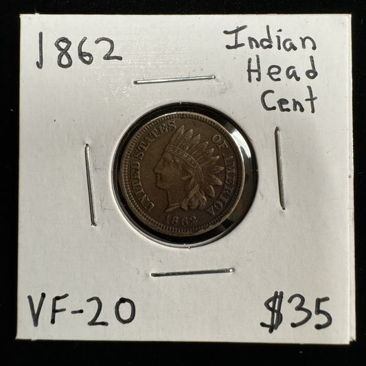 1862 Indian Head Cent - Very Fine 