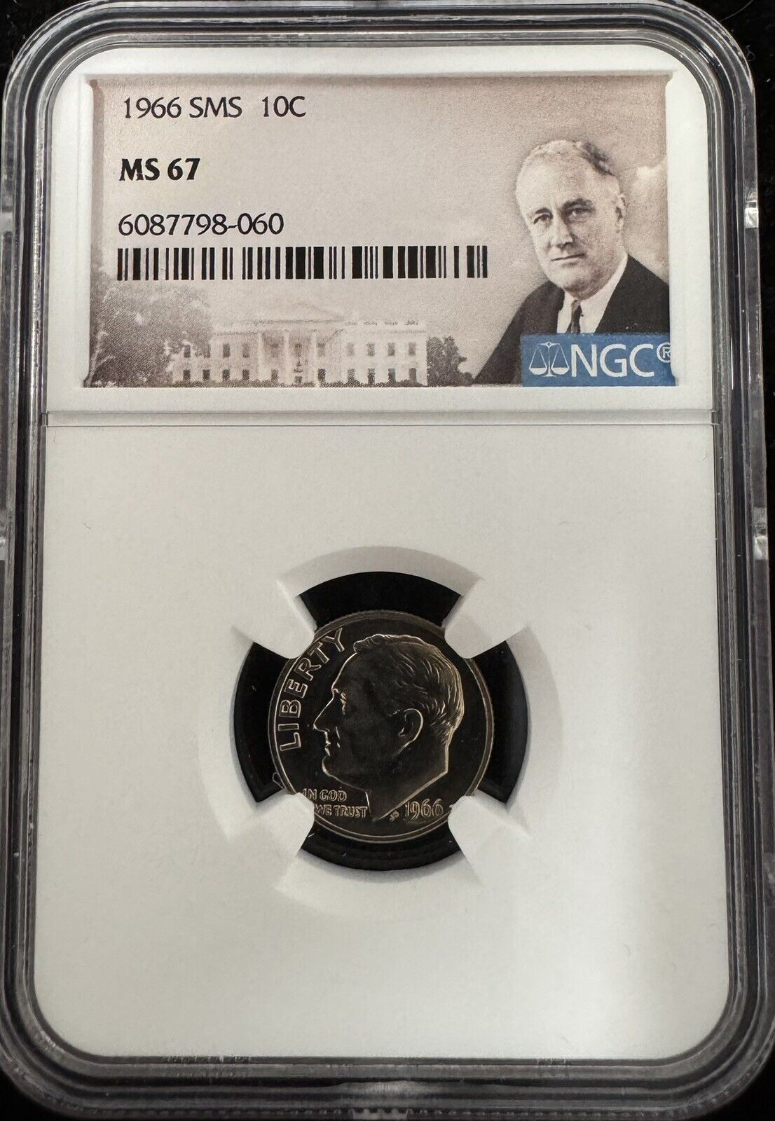 1966 Roosevelt Dime NGC - MS67 SMS ( 300804 )