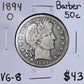 1894 O Barber Half Dollar - Very Good ( 301031 )