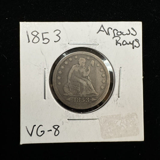 1853 Seated Quarter Arrows And Rays