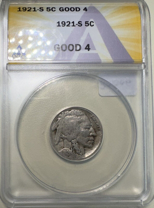 1921 S Buffalo Nickel ANACS G - 4 (301006)