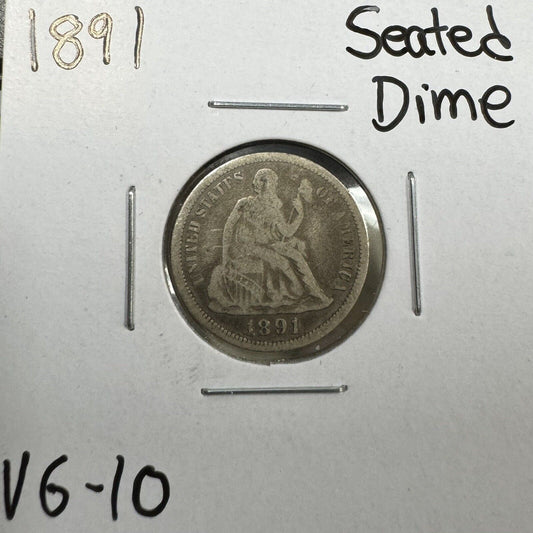 1891 Seated Dime - Very Good ( 300932 )