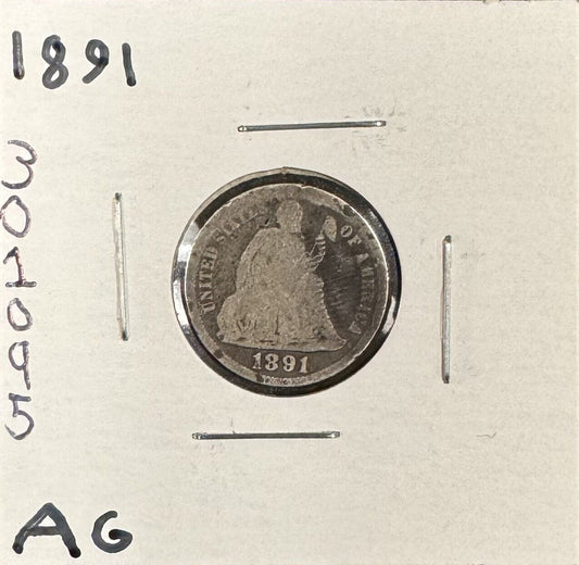 1891 Seated Dime - About Good ( 301095 )