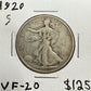 1920 S Walking Liberty Half Dollar - Very Fine 