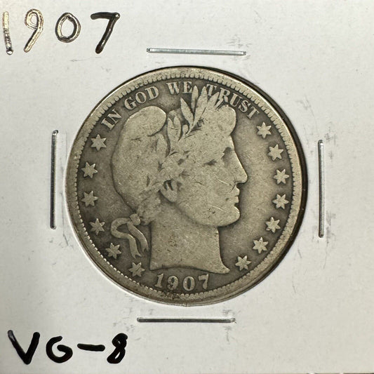 1907 Barber Half Dollar - Very Good 