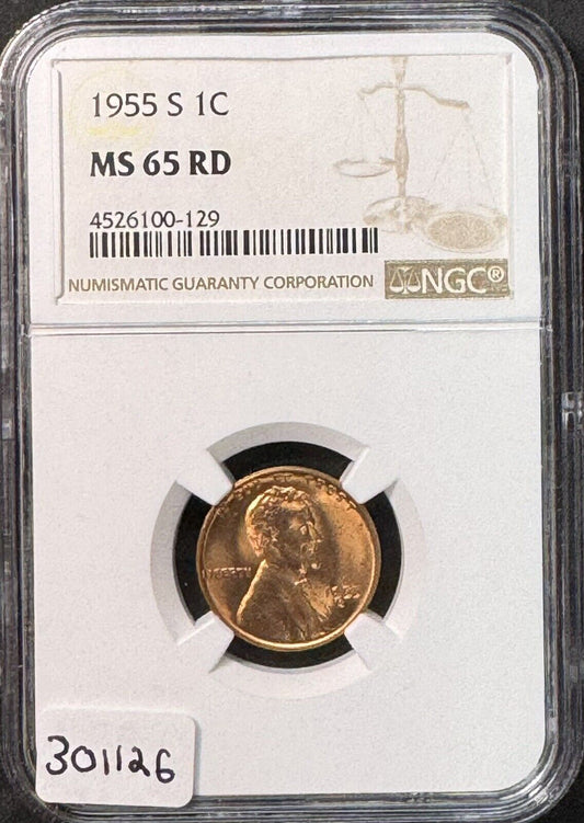 1955 S Wheat Cent - NGC MS 65 RD ( 301126 )