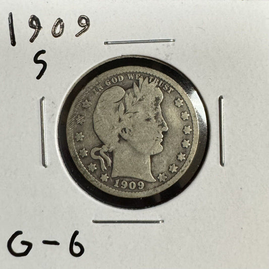 1909 S Barber Quarter - Good ( 300835 )