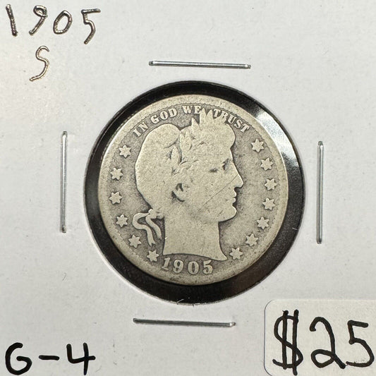 1905 S Barber Quarter - Good ( 300844 )