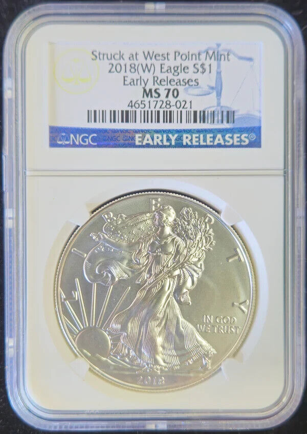 2018-(W) American Silver Eagle Silver Dollar NGC MS70 Struck at West Point Mint!