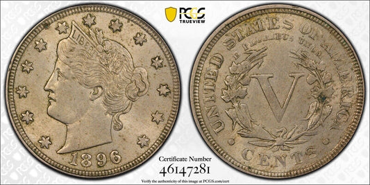 1896 Liberty V Nickel PCGS AU58 ( 301059 )