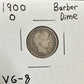 1900 O Barber Dime - Very Good