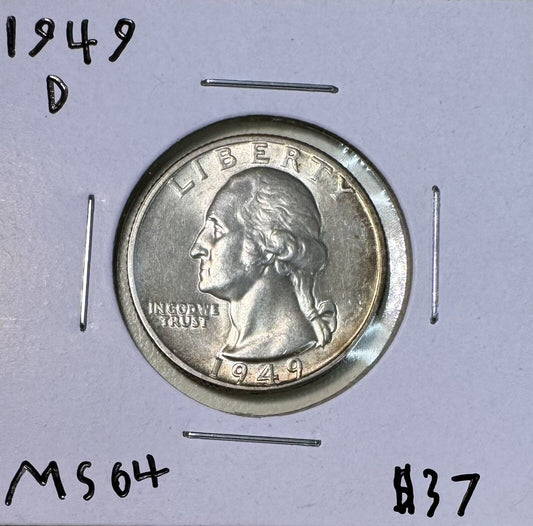 1949 D Washington Quarter - Mint State ( 301042 )