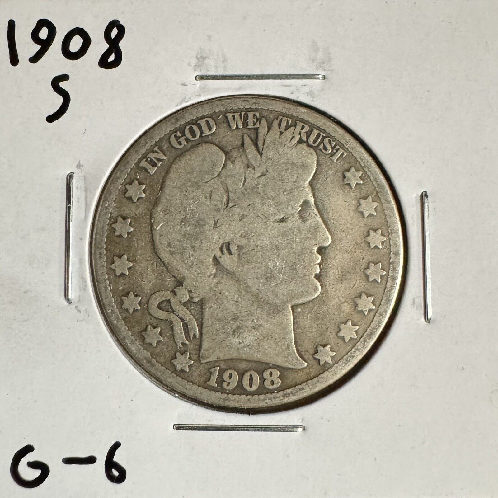 1908 S Barber Half Dollar - Good