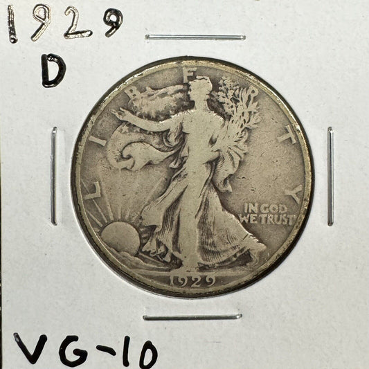 1929 D Walking Liberty Half Dollar - Very Good