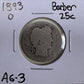 1893 O Barber Quarter - About Good ( 300884 )