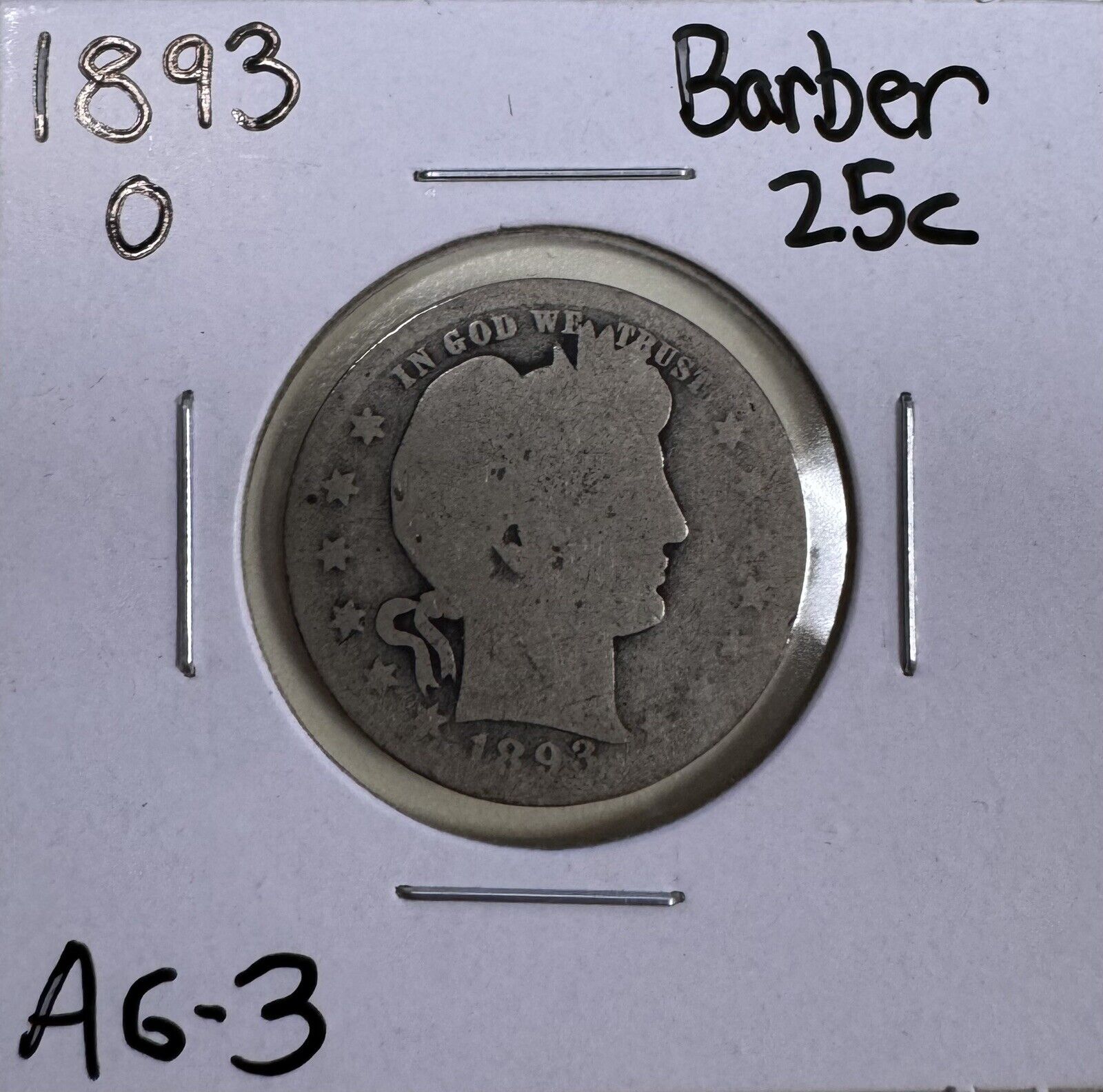 1893 O Barber Quarter - About Good ( 300884 )