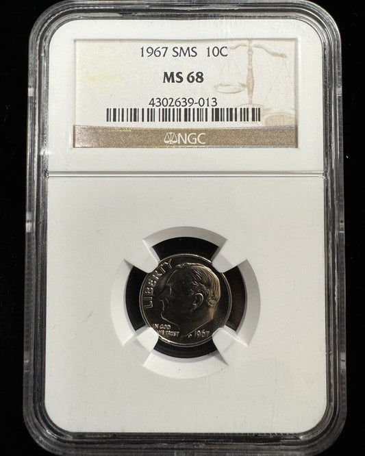 1967 Roosevelt Dime NGC - MS68 SMS