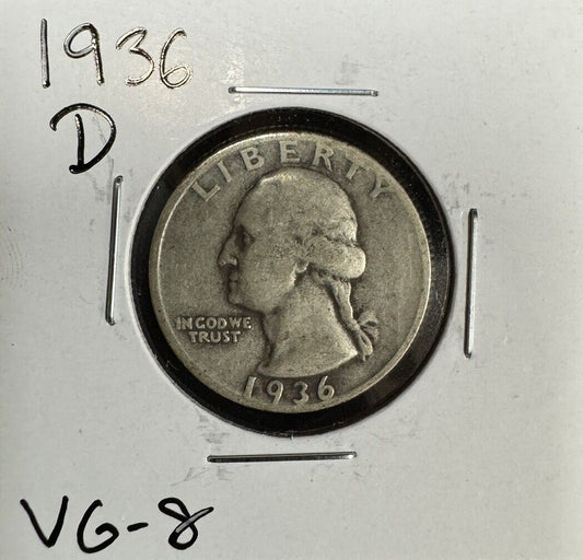 1936 D Washington Quarter - Very Good