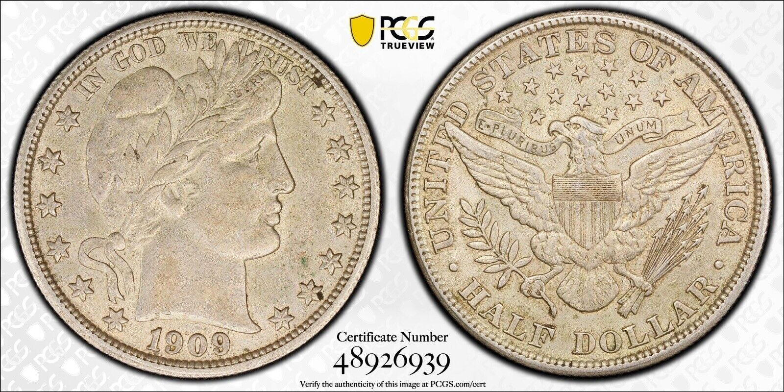 1909 Barber Half PCGS AU55 ( 301058 )