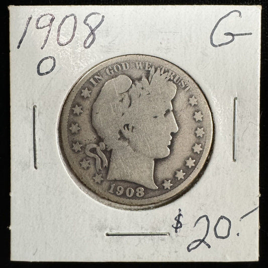 1908 O Barber Half Dollar - Good