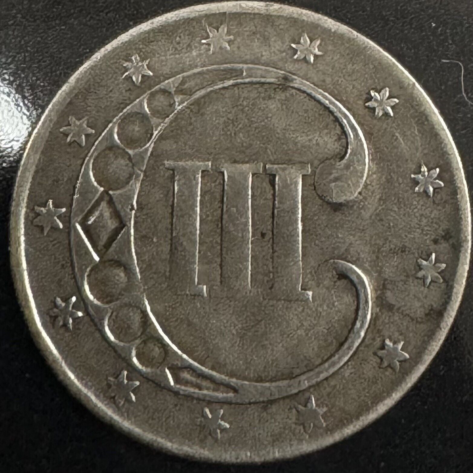 1852 3 Cent Silver - Fine