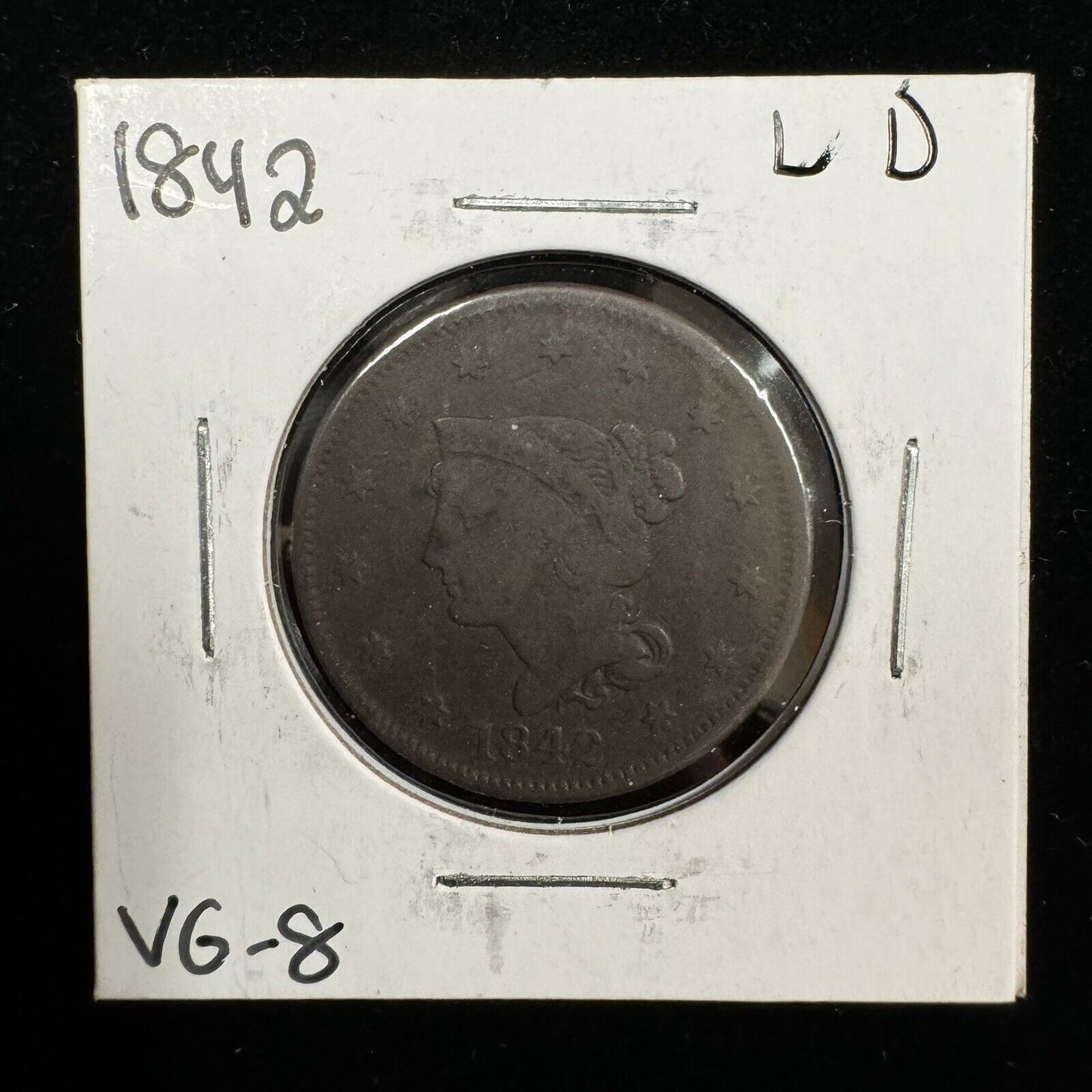 1842 Large Cent Large Date - Very Good