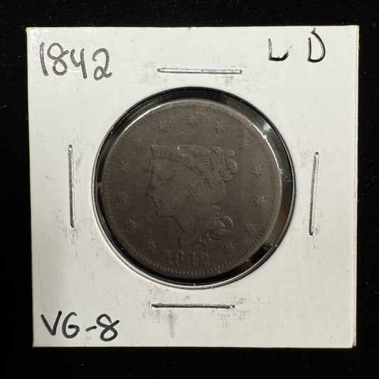 1842 Large Cent Large Date - Very Good