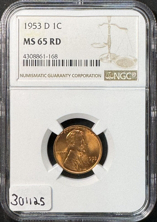 1953 D Wheat Cent - NGC MS66 ( 301125 )