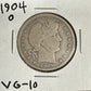 1904 O Barber Half Dollar - Very Good 