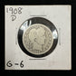 1908 D Barber Quarter - Good