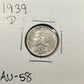 1939 D Mercury Dime - Almost Uncirculated 