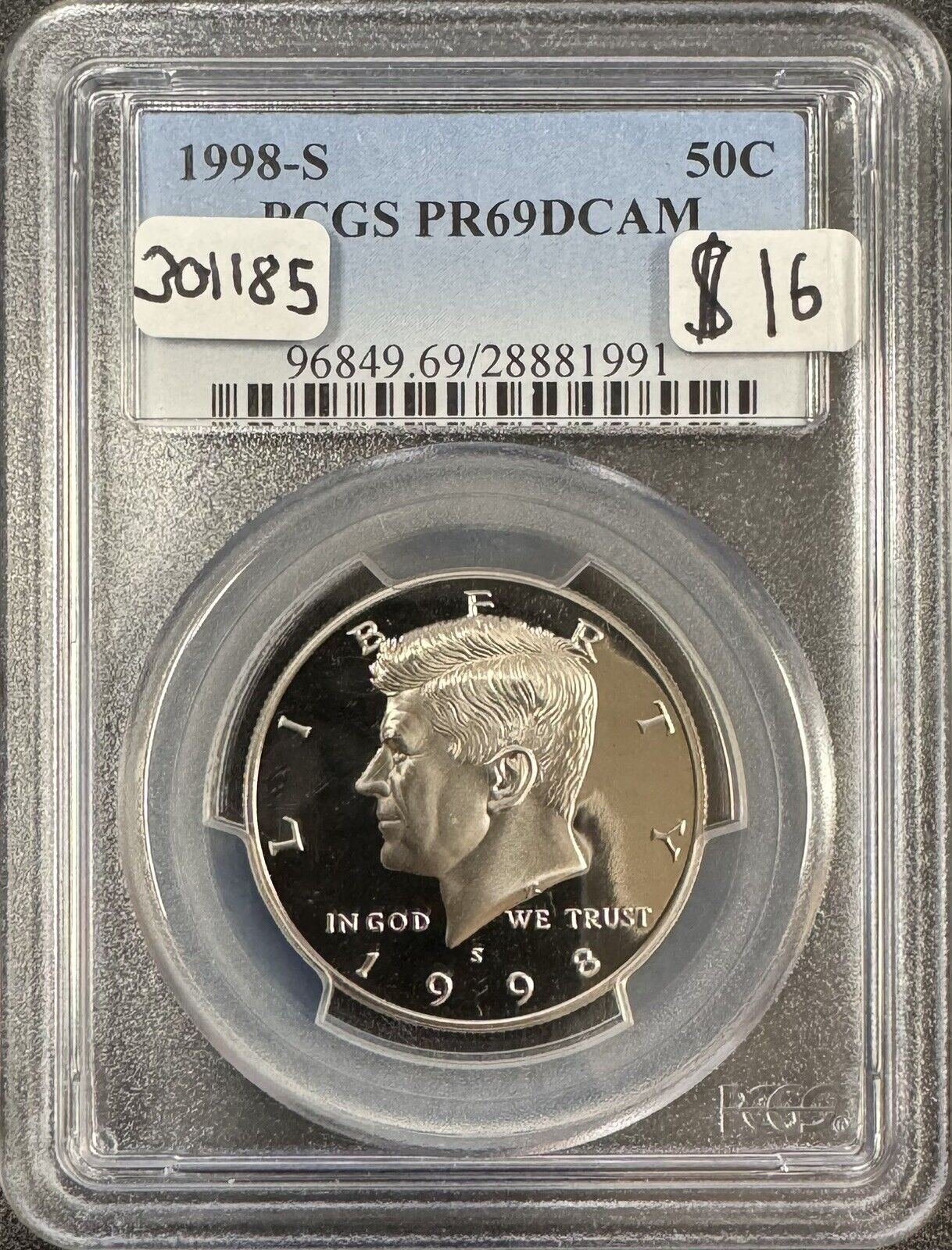 1998 S Kennedy Half Dollar - PCGS PR69 DCAM ( 301185 )