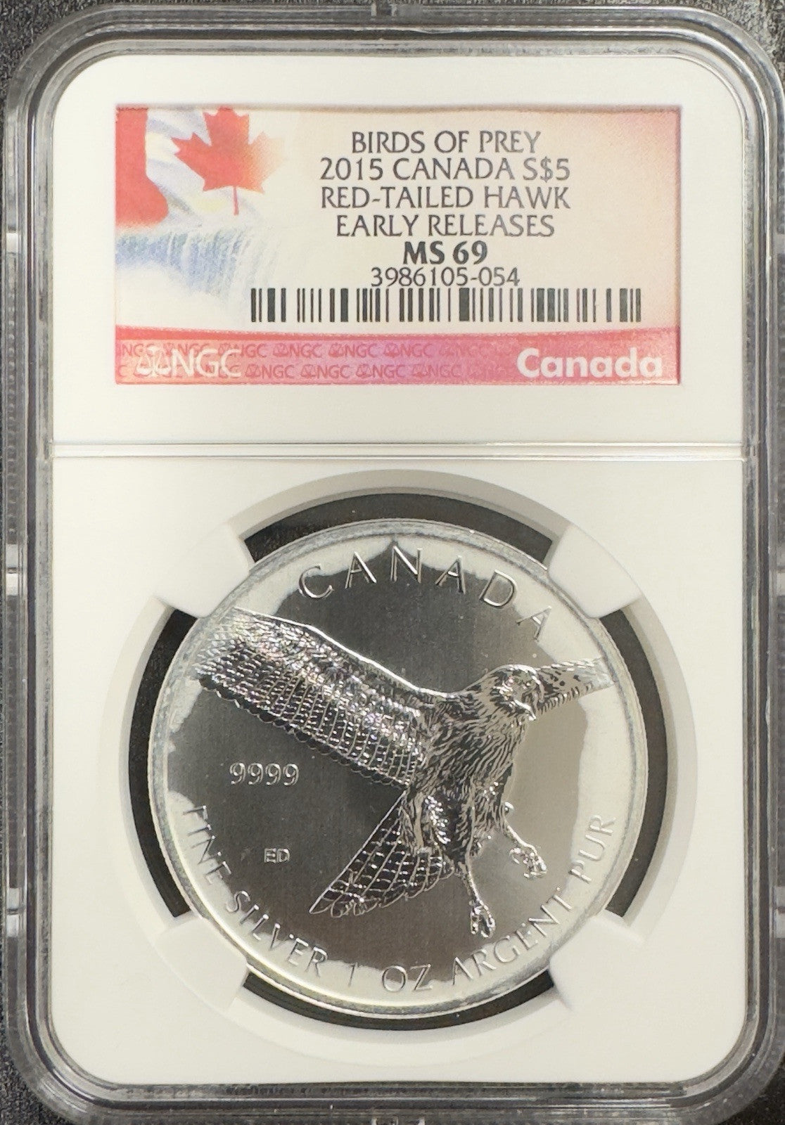 2015 Canada Red-Tailed Hawk - NGC MS69 ( 40403 )