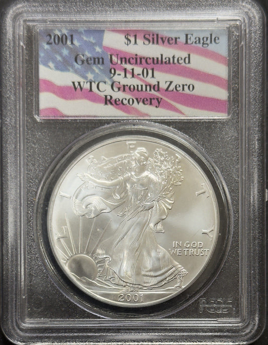 2001 American Silver Eagle Ground Zero WTC Ground Zero  - PCGS Gem Uncirculated