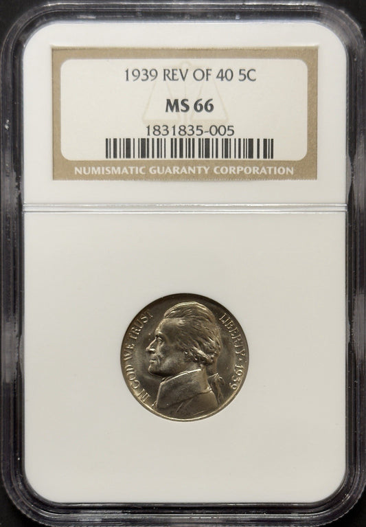 1939 Jefferson Nickel Reverse Of 40 - NGC MS66 ( 40457 )