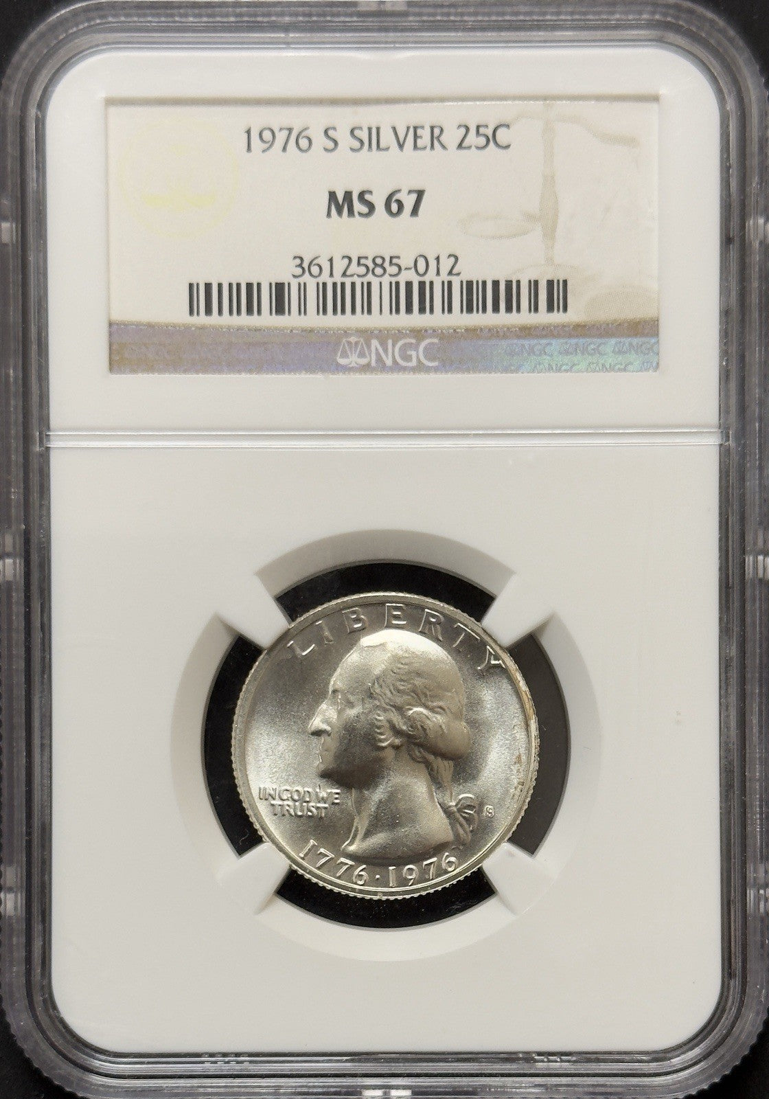 1976 S Silver Bicentennial Quarter - NGC MS67 ( 40468 )