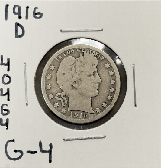 1916 D Barber Quarter - Good ( 40464 )