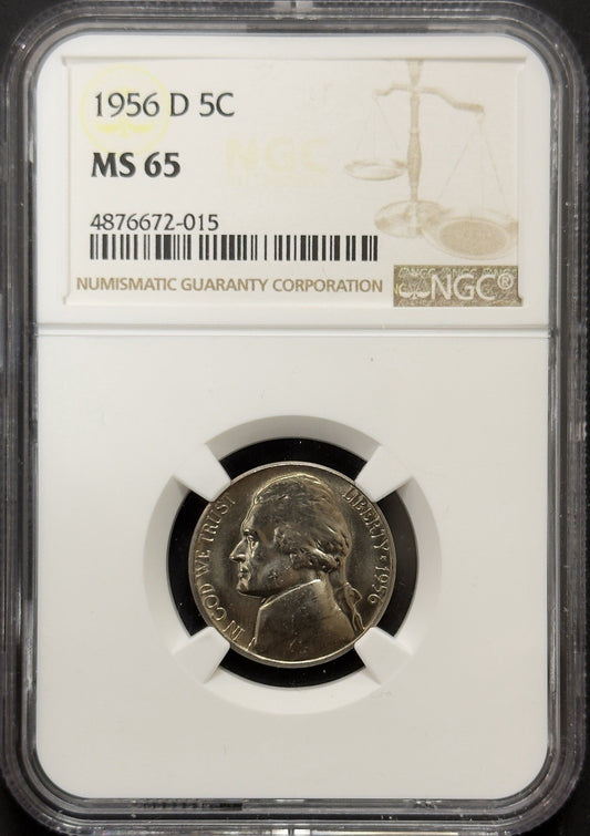 1956 D Jefferson Nickel - NGC MS65 ( 40459 )