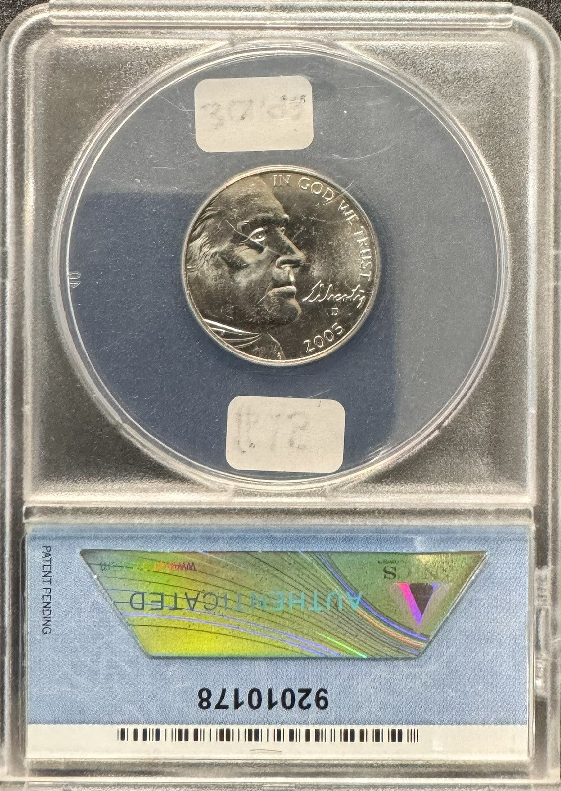 2007 Jefferson Nickel ANACS - SAMPLE ( 301192 )