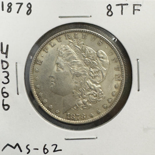 1878 Morgan Dollar 8TF - Mint State ( 40366 )