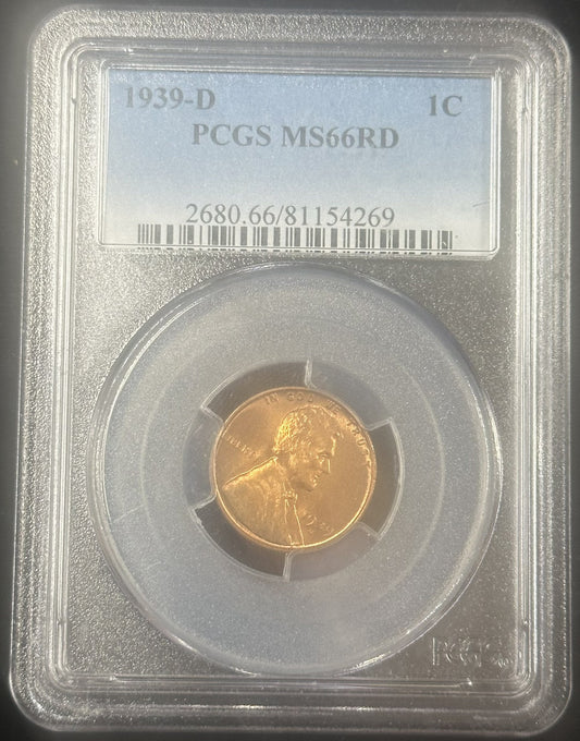 1939 D Wheat Cent PCGS MS66RD - 40276