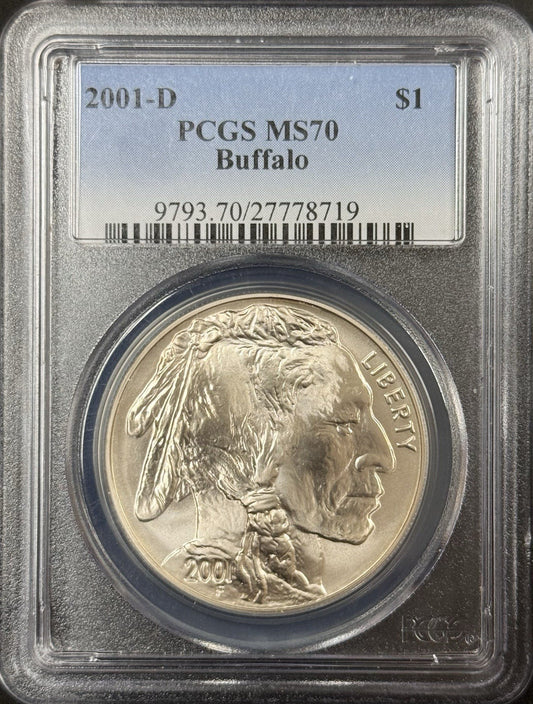 2001 D Buffalo Commemorative Silver Dollar - PCGS MS70 ( 40463 )