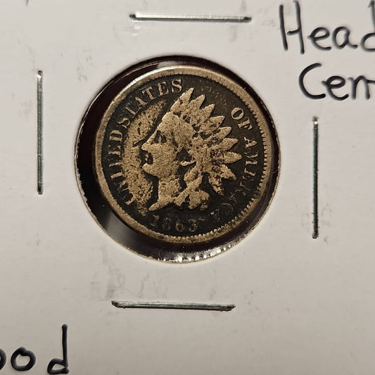 1863 Indian Head Cent Good B1062